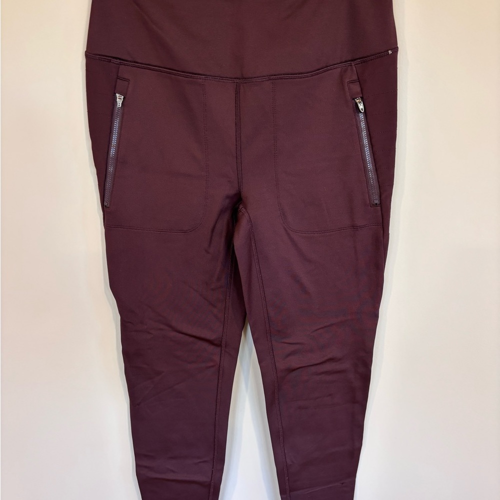 Spyder Maroon Leggings with Zipper Pockets - Base Layer - Medium - Fleece-lined